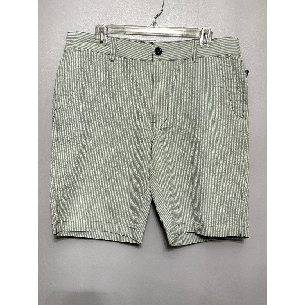 Union Men's Green/White Striped Seersucker Chino Shorts 34R